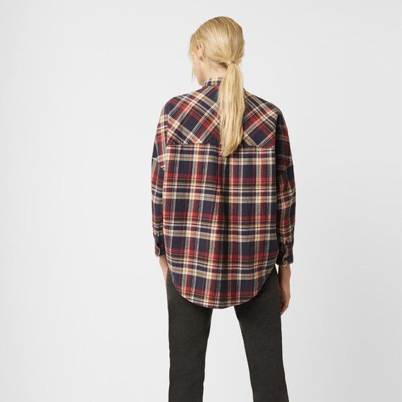 French Connection Flannel Rhodes Oversized Check  Shirt - Picture 2 of 5